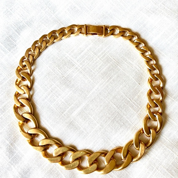 Vintage Jewelry - Satin Gold Chunky Heavy Chain Necklace
